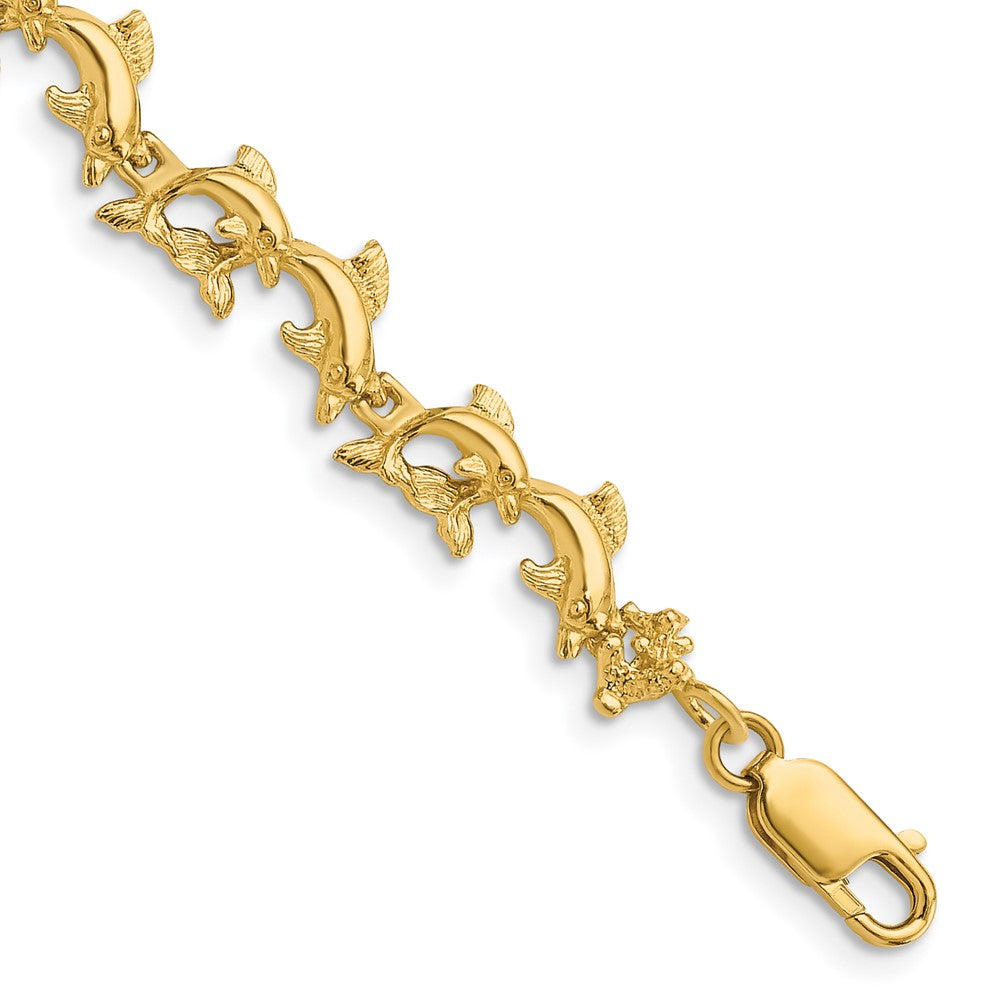 14k Yellow Gold 6.22 mm Dolphins Bracelet (7.51 grams)