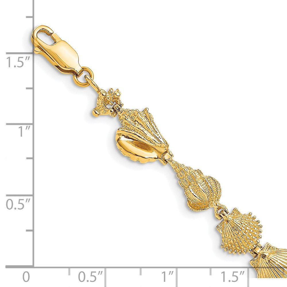 14k Yellow Gold 8.91 mm Sea Shells Bracelet (10.51 grams)