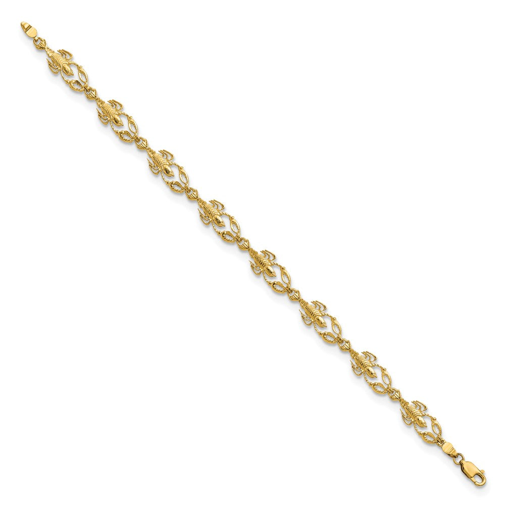14k Yellow Gold 8.05 mm Textured Lobster in Bracelet (7.22 grams)