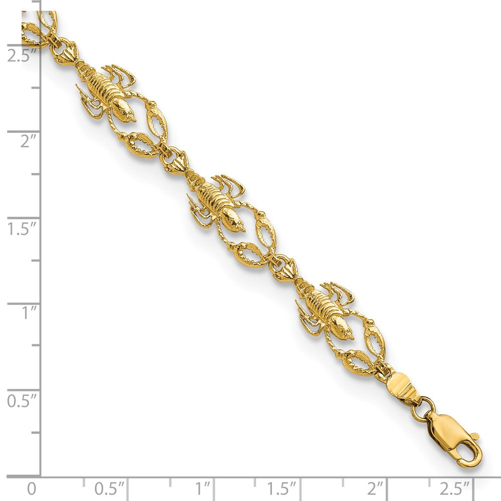 14k Yellow Gold 8.05 mm Textured Lobster in Bracelet (7.22 grams)