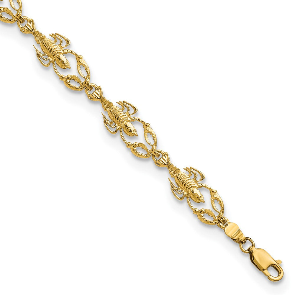 14k Yellow Gold 8.05 mm Textured Lobster in Bracelet (7.22 grams)