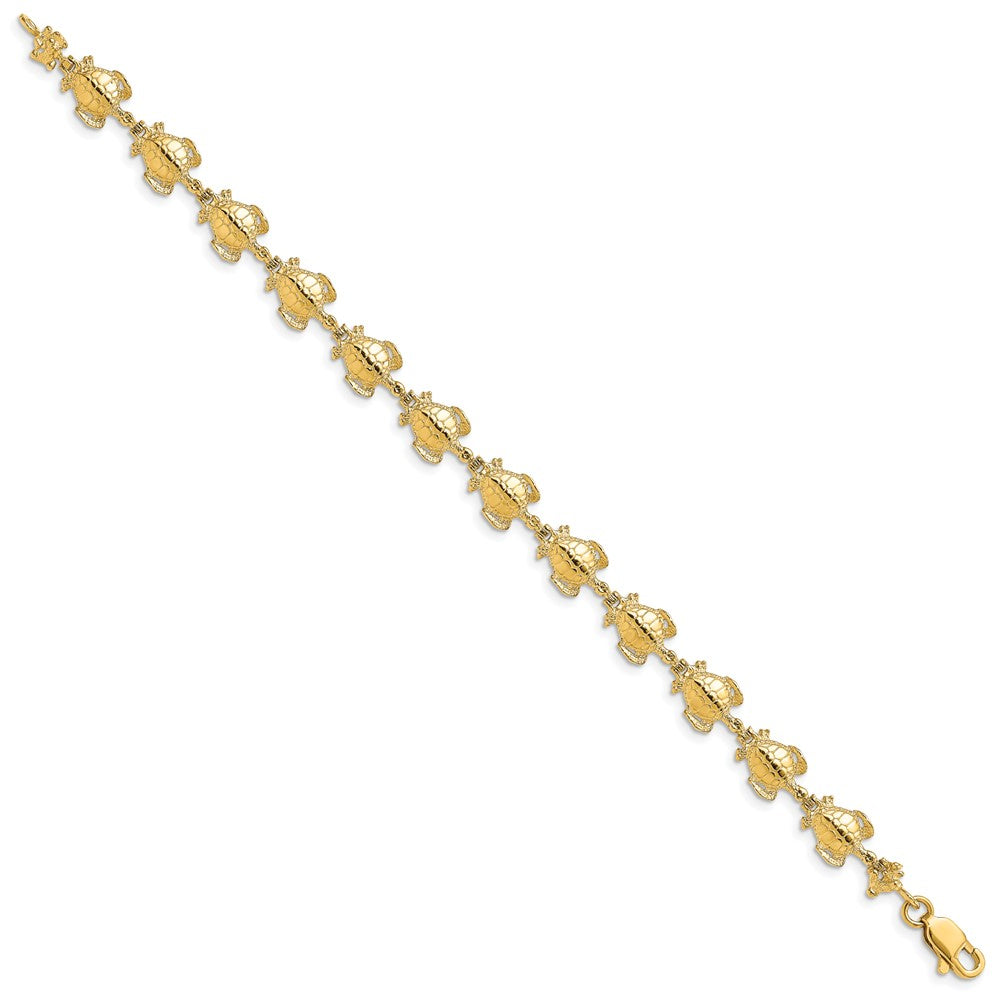 14k Yellow Gold 8 mm Polished Sea Turtle Link Bracelet (7.89 grams)