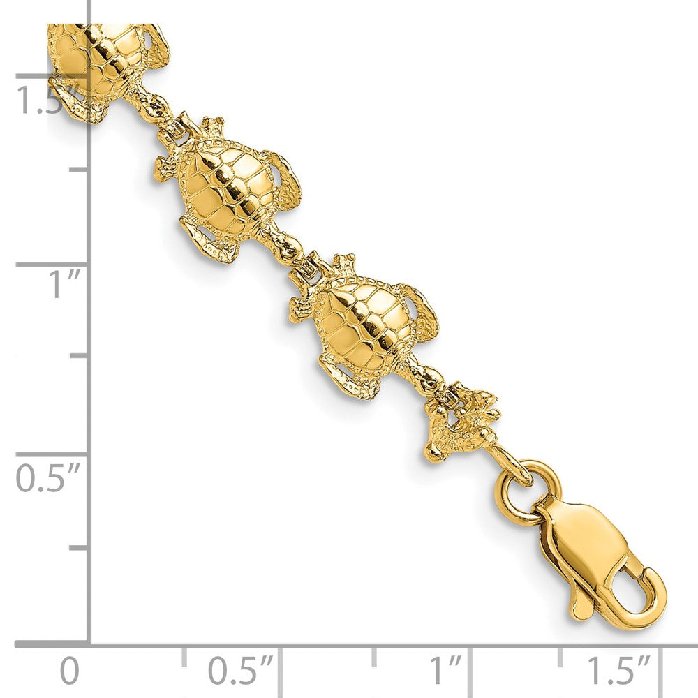 14k Yellow Gold 8 mm Polished Sea Turtle Link Bracelet (7.89 grams)