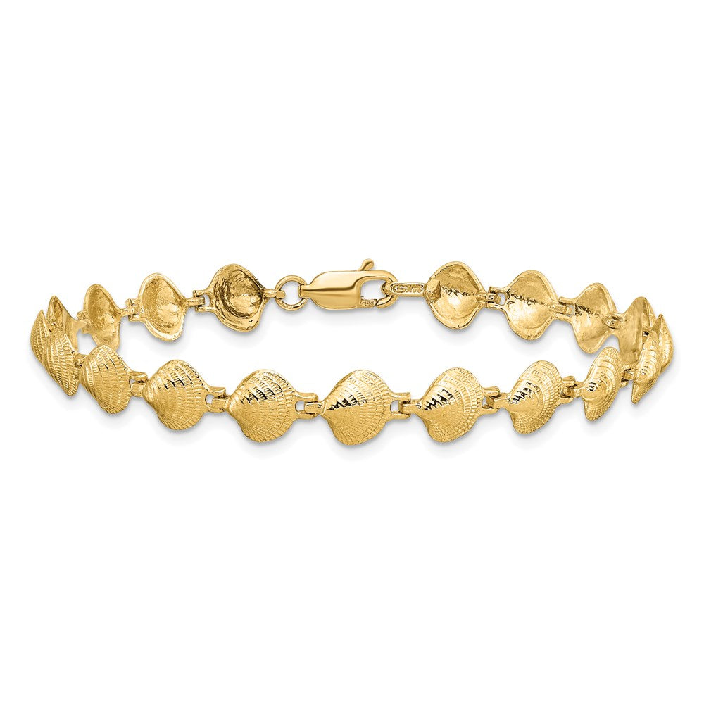 14k Yellow Gold 6.84 mm Clam Shell Bracelet (6.81 grams)