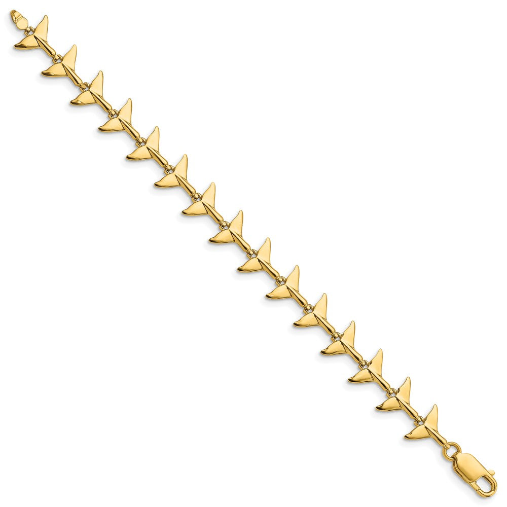 14k Yellow Gold 11.74 mm Whale Tail Bracelet (10.18 grams)