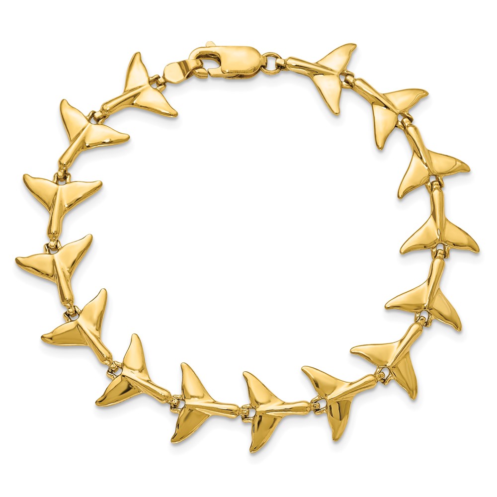 14k Yellow Gold 11.74 mm Whale Tail Bracelet (10.18 grams)