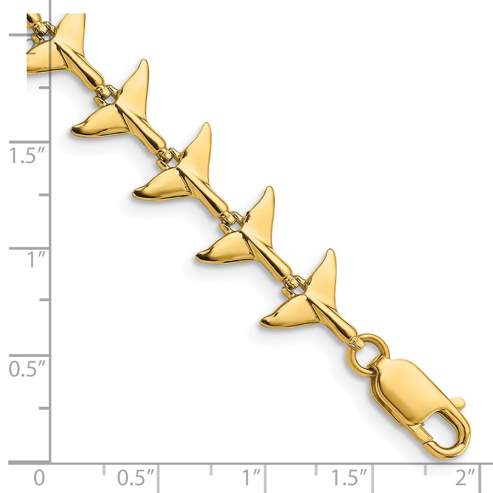 14k Yellow Gold 11.74 mm Whale Tail Bracelet (10.18 grams)