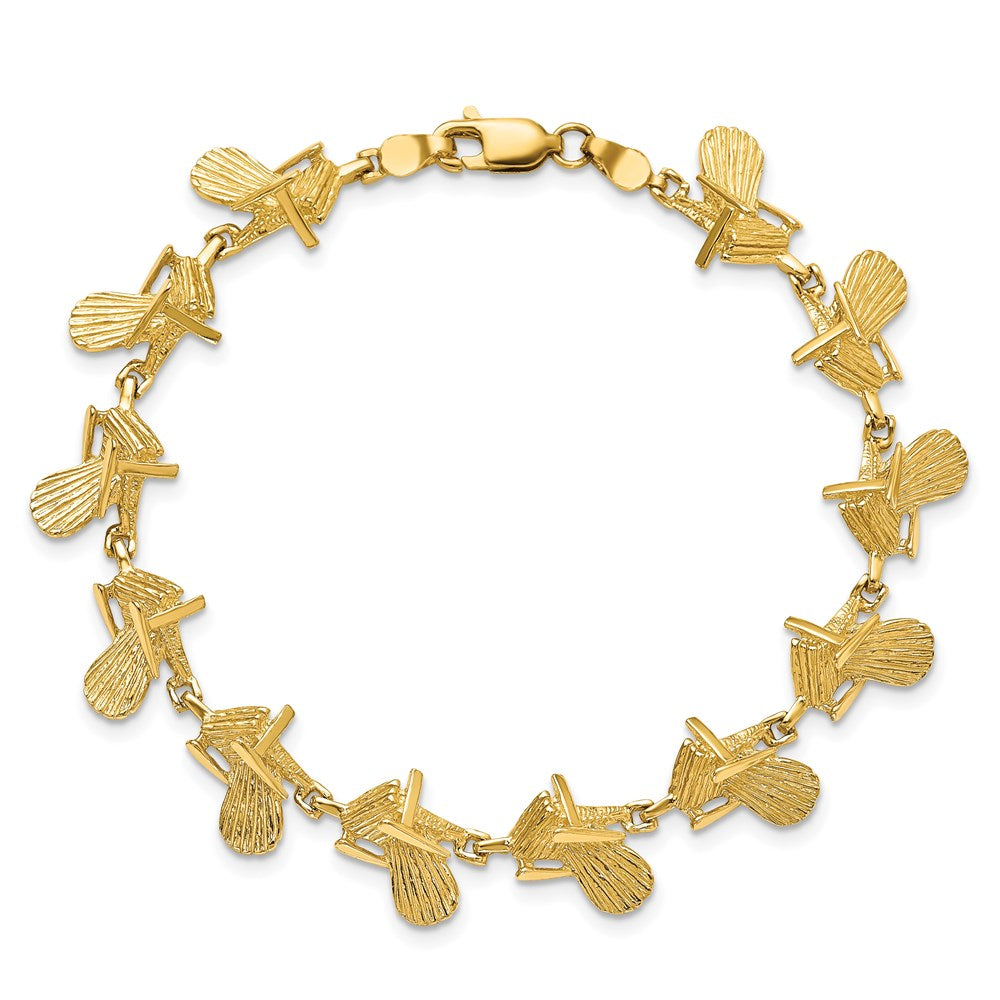14k Yellow Gold 11.3 mm Beach Chair Bracelet (10.3 grams)