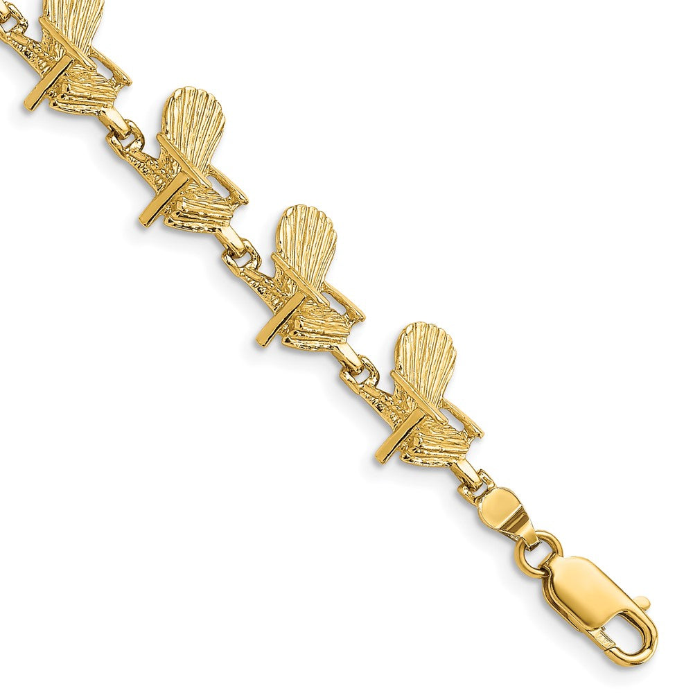 14k Yellow Gold 11.3 mm Beach Chair Bracelet (10.3 grams)