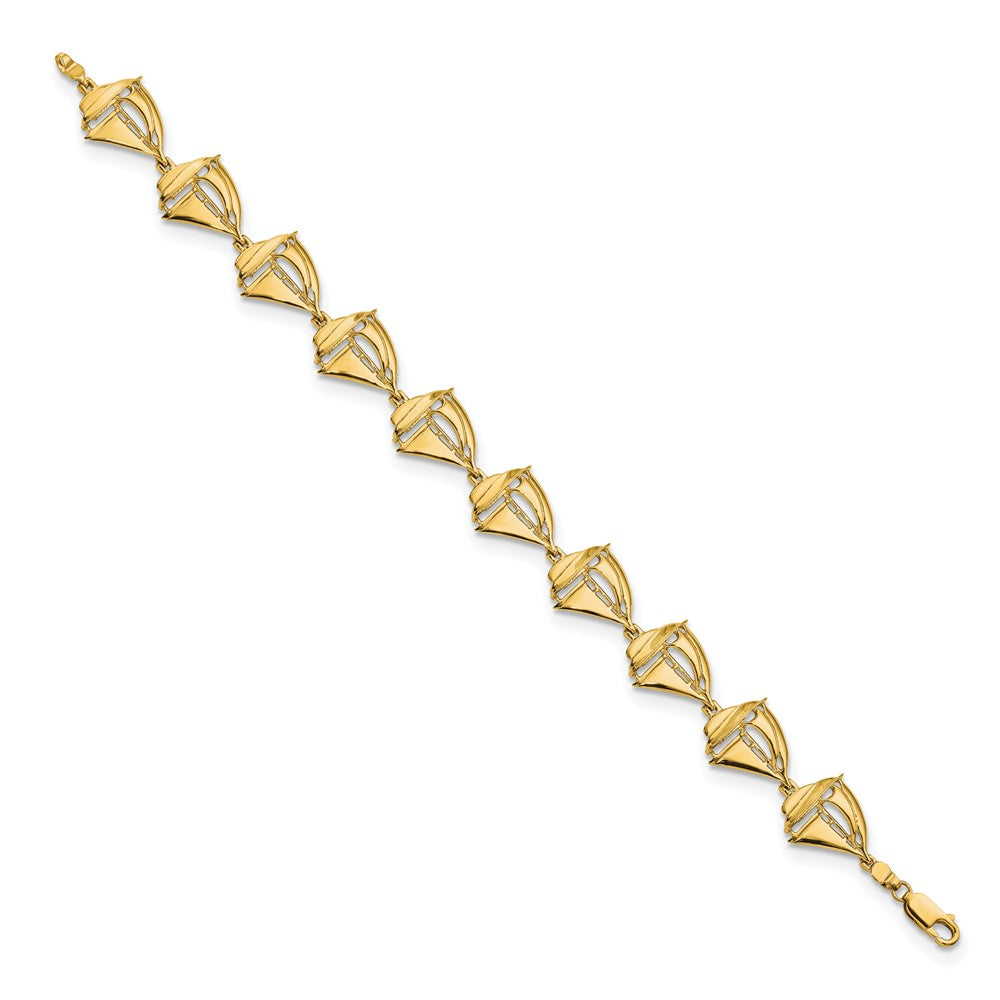 14k Yellow Gold 15.5 mm Sailboat in Bracelet (14.15 grams)