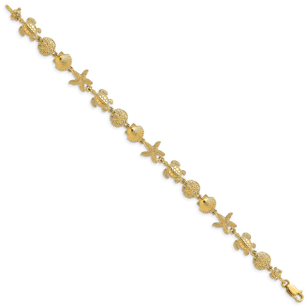 14k Yellow Gold 10.13 mm Sea Life Bracelet (8.68 grams)