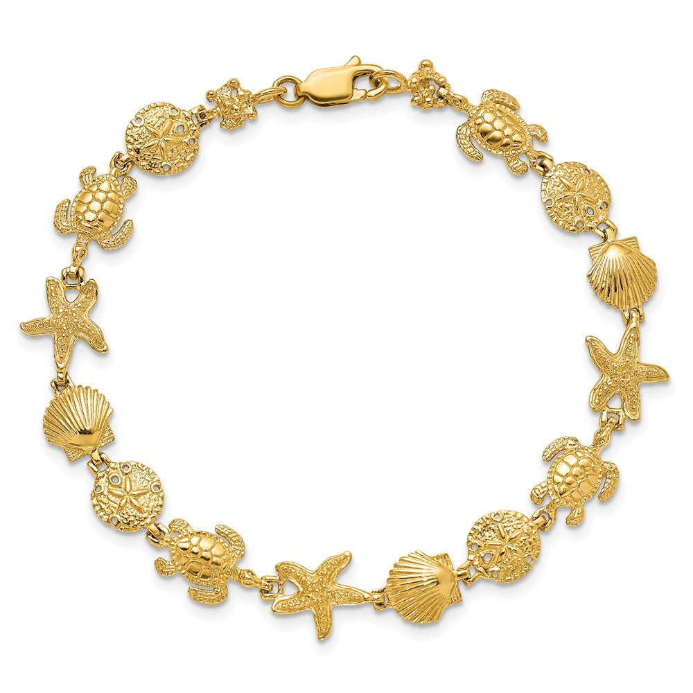 14k Yellow Gold 10.13 mm Sea Life Bracelet (8.68 grams)