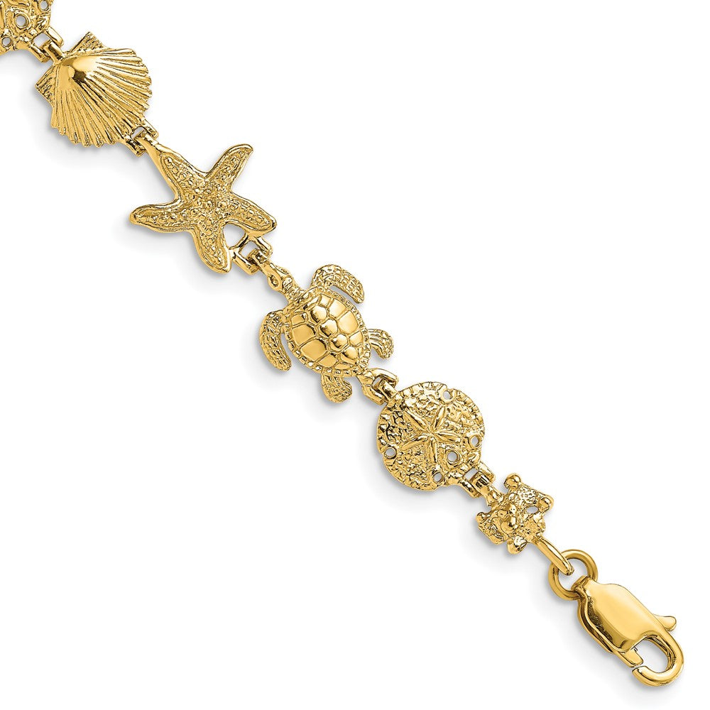 14k Yellow Gold 10.13 mm Sea Life Bracelet (8.68 grams)