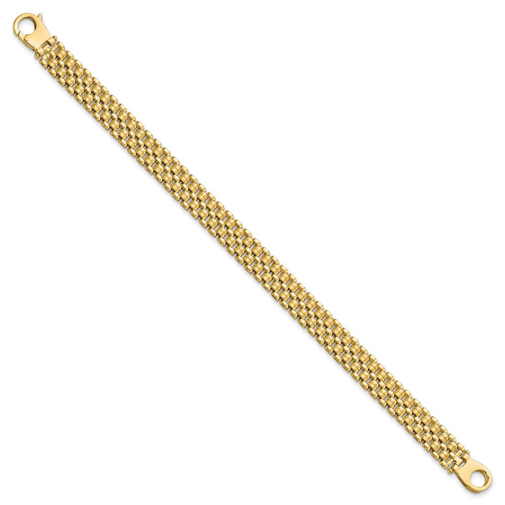14k Yellow Gold 8.4 mm Brushed and Polished Basket Weave Pattern in Bracelet (12.41 grams)