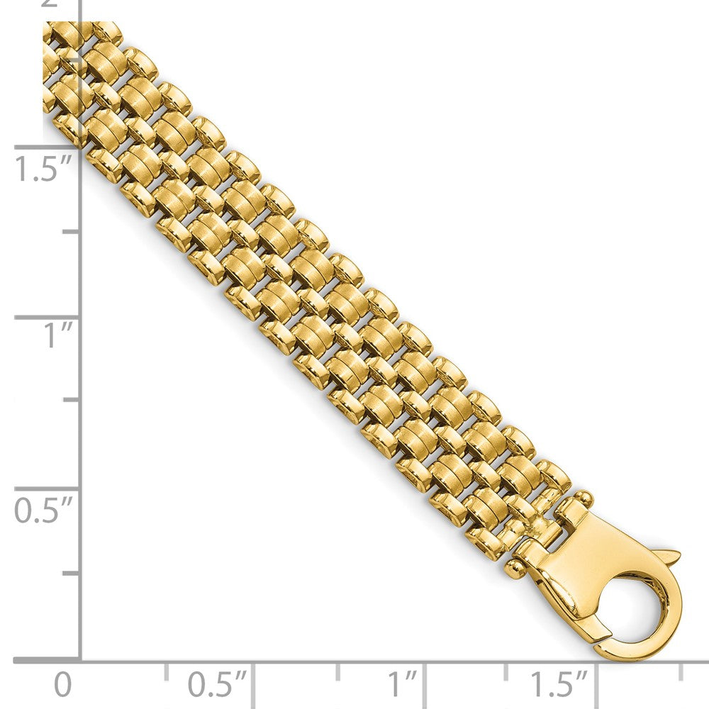 14k Yellow Gold 8.4 mm Brushed and Polished Basket Weave Pattern in Bracelet (12.41 grams)