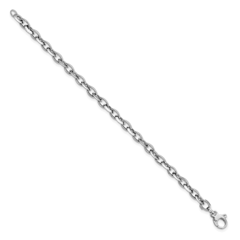 14k White Gold 7 mm White Polished Fancy Link Bracelet (4.75 grams)