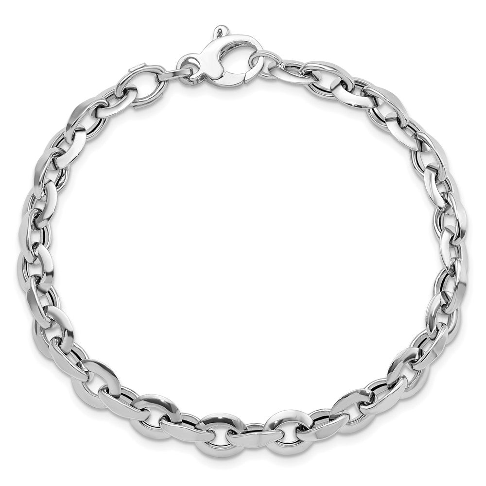 14k White Gold 7 mm White Polished Fancy Link Bracelet (4.75 grams)