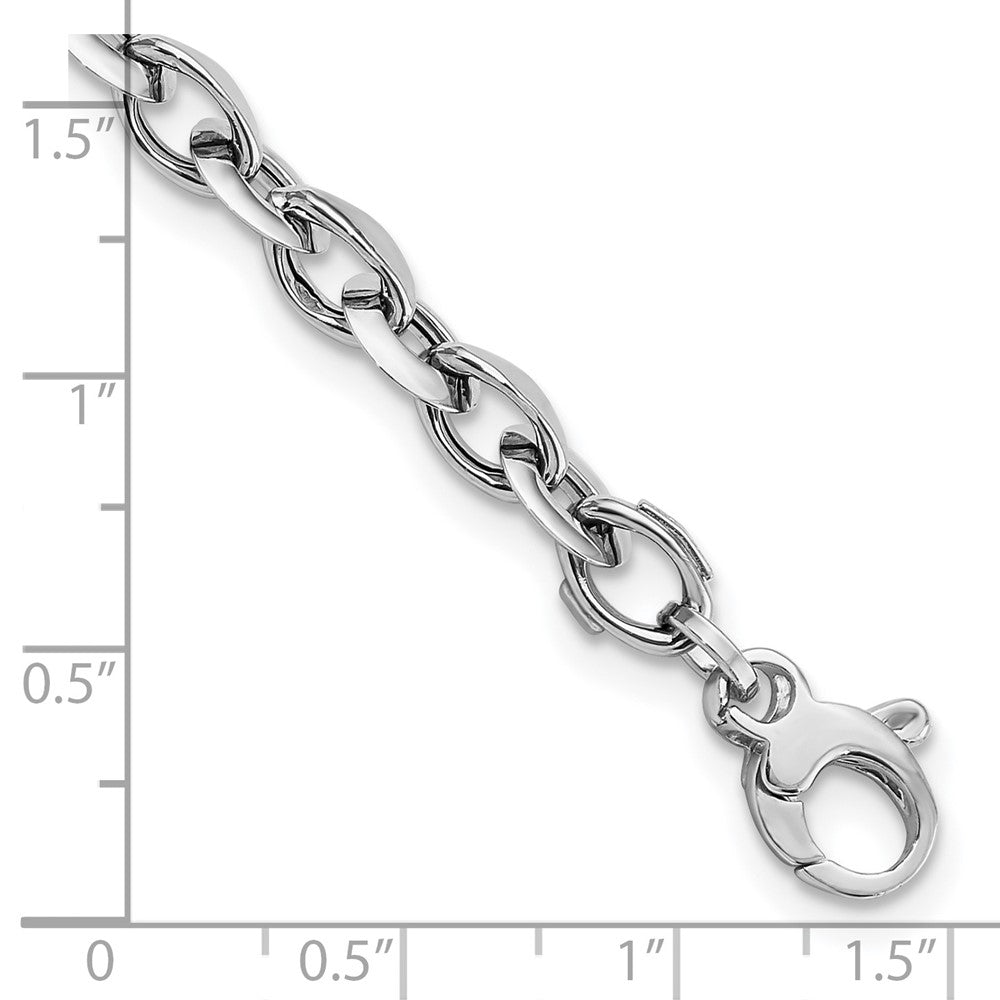 14k White Gold 7 mm White Polished Fancy Link Bracelet (4.75 grams)