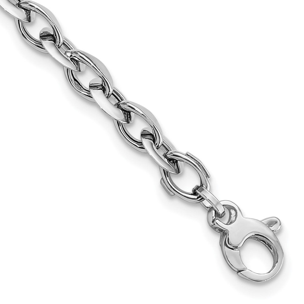14k White Gold 7 mm White Polished Fancy Link Bracelet (4.75 grams)
