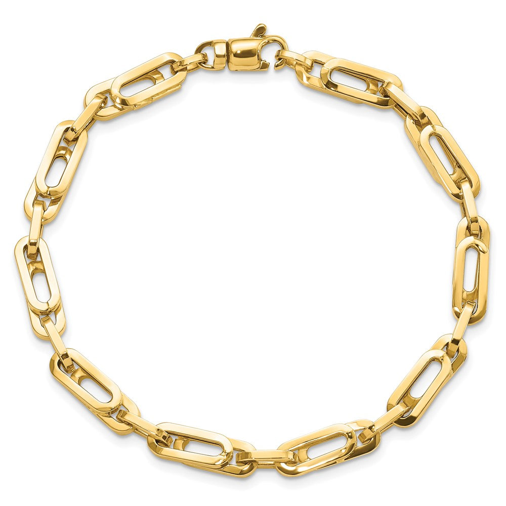 14k Yellow Gold 5.2 mm Polished Fancy Link Mens Bracelet (6.06 grams)