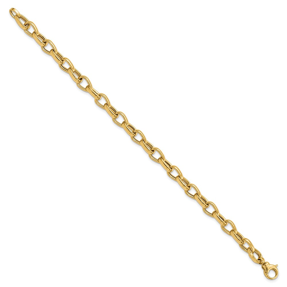 14k Yellow Gold 6.8 mm Polished Fancy Link Bracelet (5.46 grams)