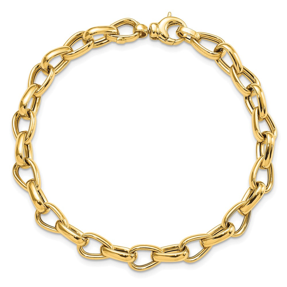 14k Yellow Gold 6.8 mm Polished Fancy Link Bracelet (5.46 grams)