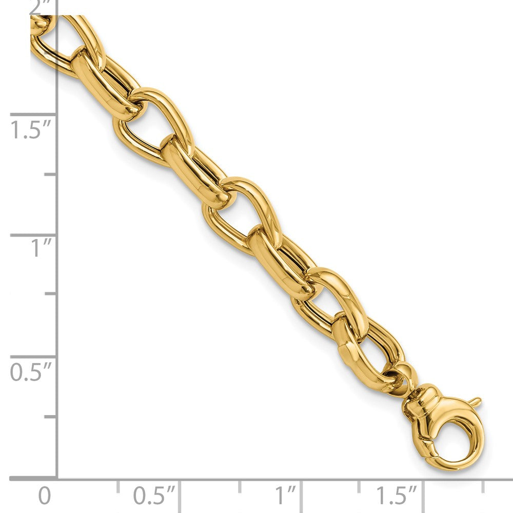 14k Yellow Gold 6.8 mm Polished Fancy Link Bracelet (5.46 grams)