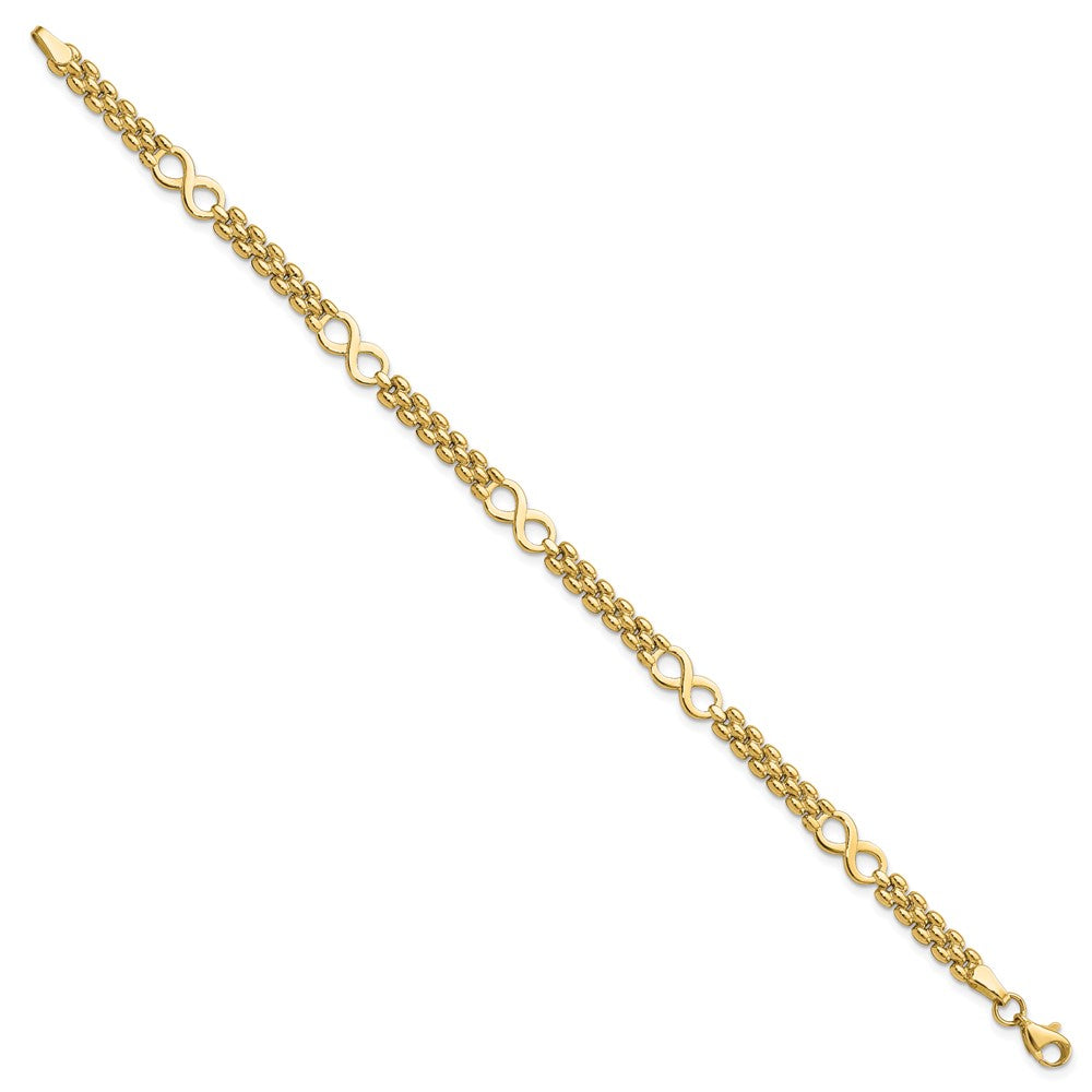 14k Yellow Gold 5.6 mm Polished Infinity and Fancy Link in Bracelet (4.98 grams)
