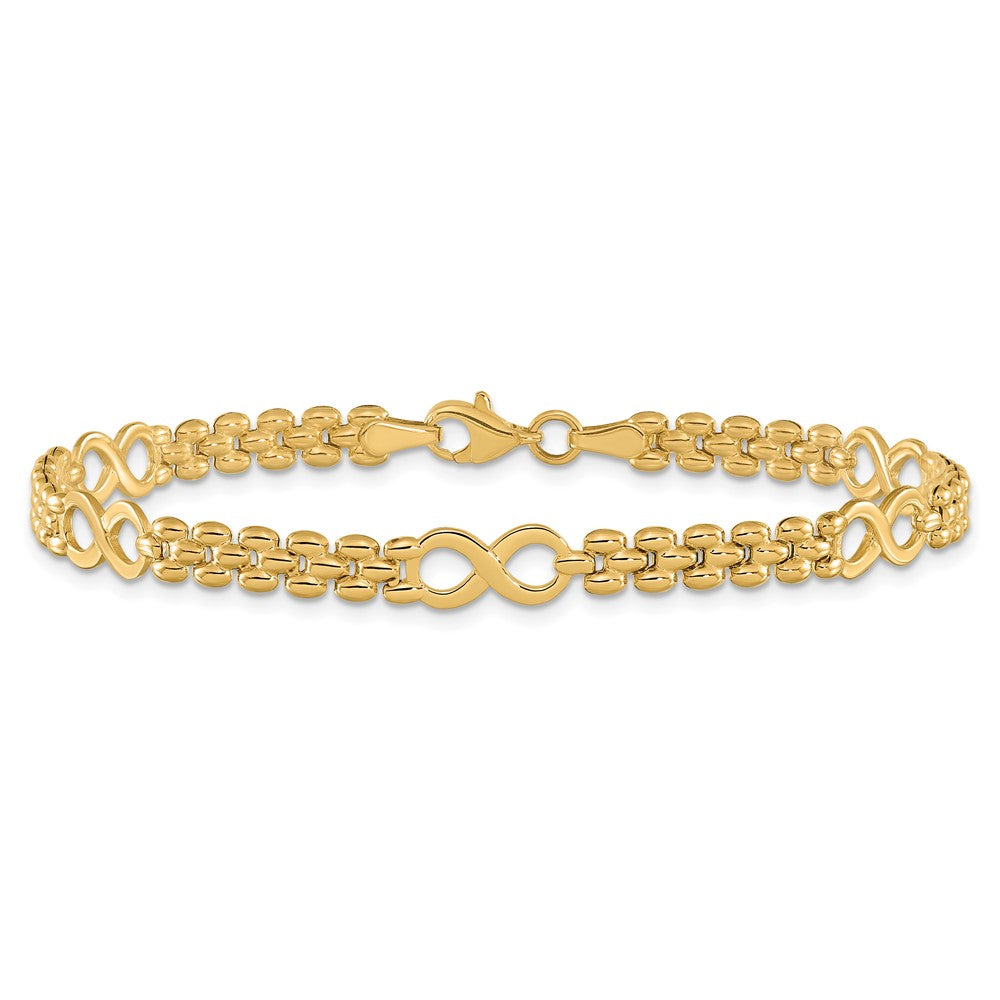 14k Yellow Gold 5.6 mm Polished Infinity and Fancy Link in Bracelet (4.98 grams)