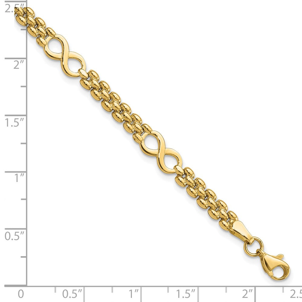 14k Yellow Gold 5.6 mm Polished Infinity and Fancy Link in Bracelet (4.98 grams)