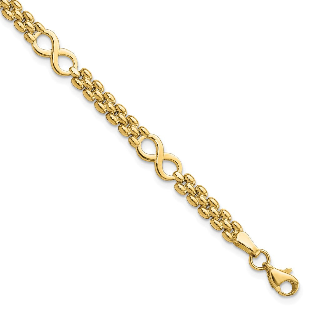 14k Yellow Gold 5.6 mm Polished Infinity and Fancy Link in Bracelet (4.98 grams)