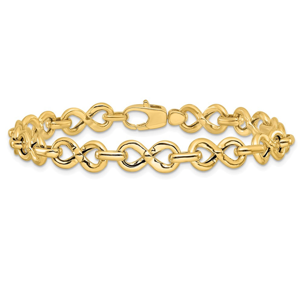 14k Yellow Gold 7.2 mm Polished Fancy Infinity Link Bracelet (5.73 grams)