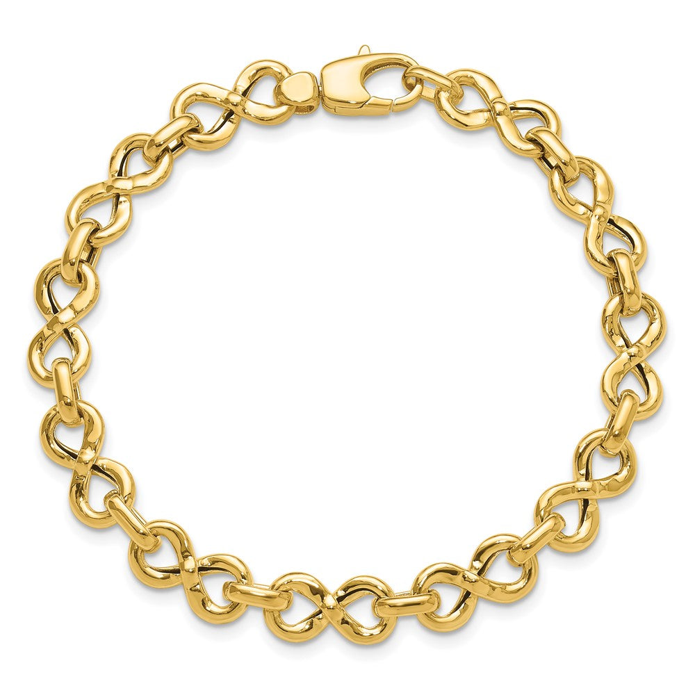 14k Yellow Gold 7.2 mm Polished Fancy Infinity Link Bracelet (5.73 grams)