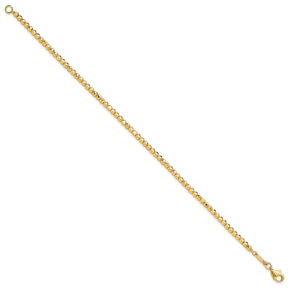 14k Yellow Gold 2.6 mm Polished and Diamond-cut Beaded Bracelet (4.56 grams)