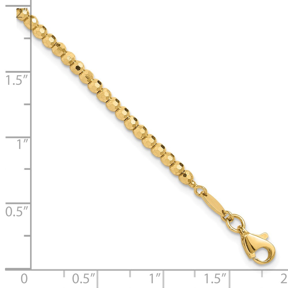 14k Yellow Gold 2.6 mm Polished and Diamond-cut Beaded Bracelet (4.56 grams)