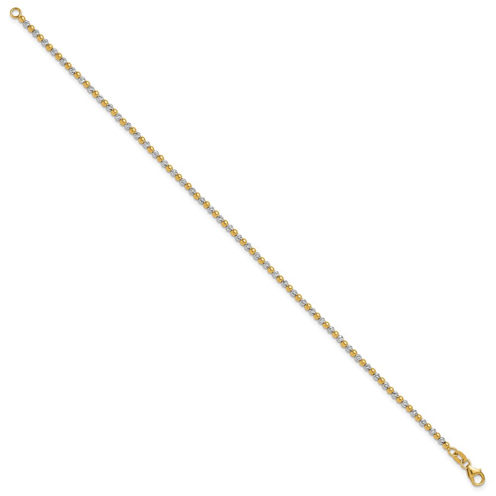 14k Two-tone 2 mm Diamond-cut Beaded in Bracelet (3.33 grams)