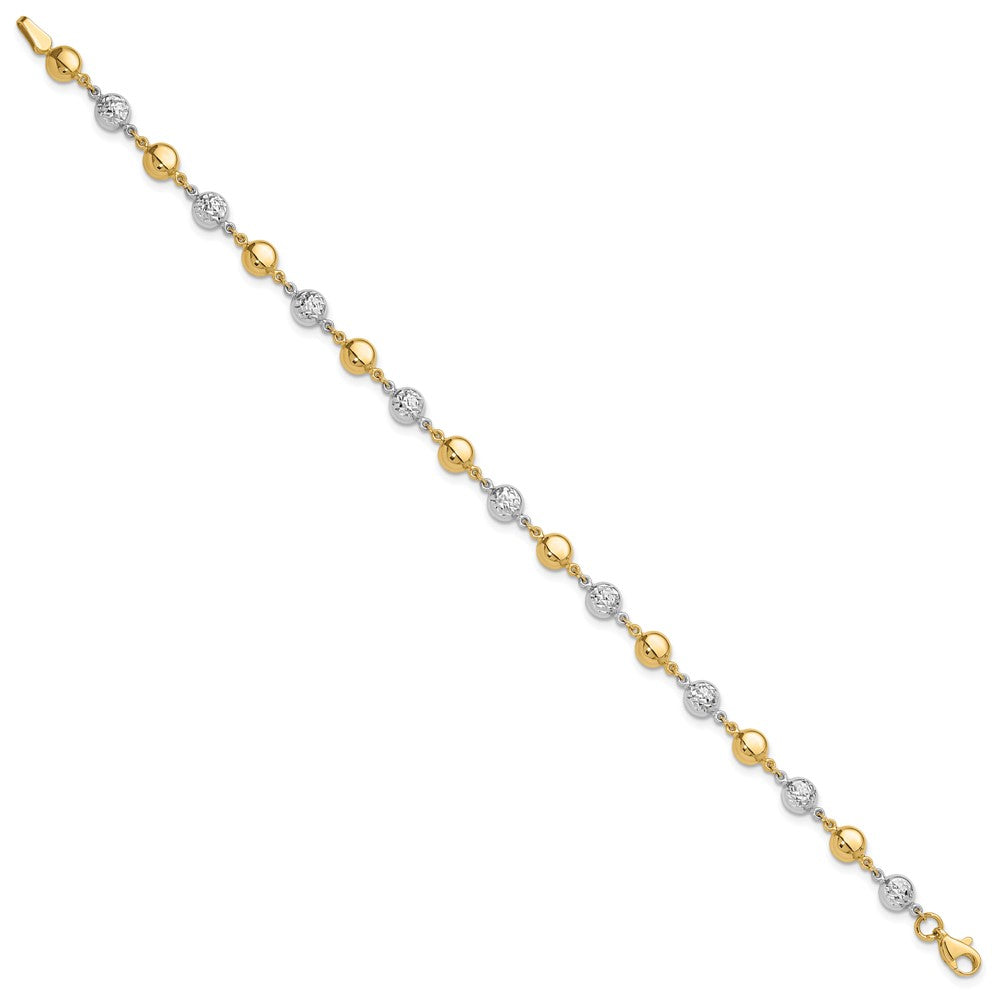 14k Two-tone 5.4 mm Polished and Diamond-cut Puffed Circles Bracelet (3.64 grams)