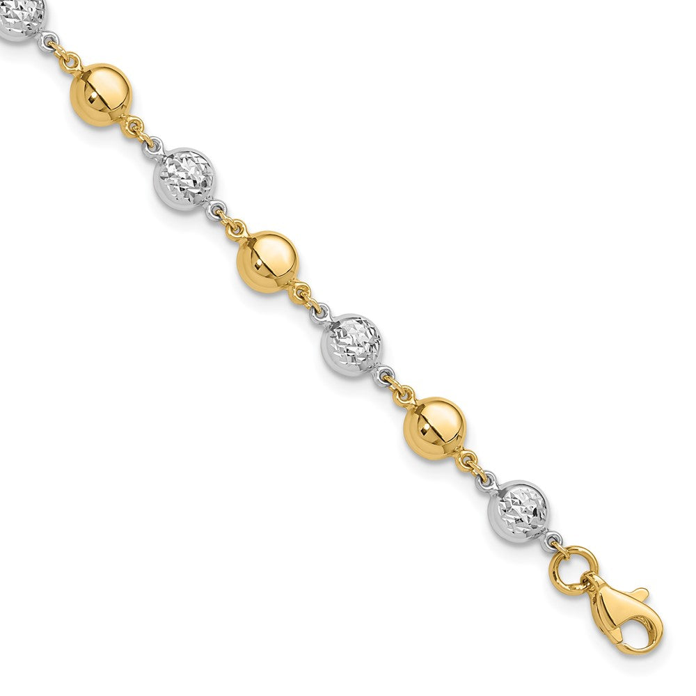 14k Two-tone 5.4 mm Polished and Diamond-cut Puffed Circles Bracelet (3.64 grams)