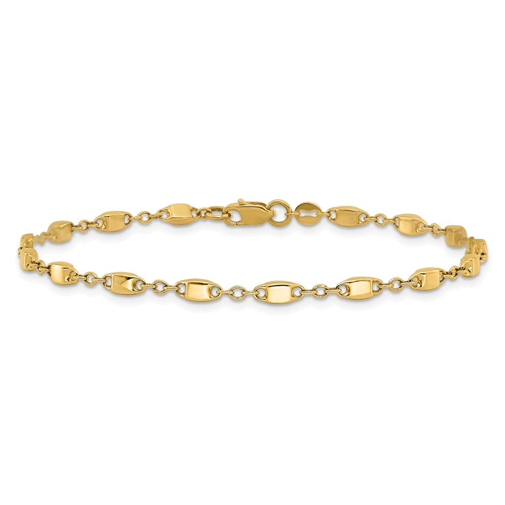 14k Yellow Gold 3 mm Polished Fancy Link Bracelet (2.29 grams)