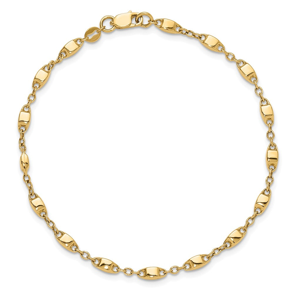 14k Yellow Gold 3 mm Polished Fancy Link Bracelet (2.29 grams)