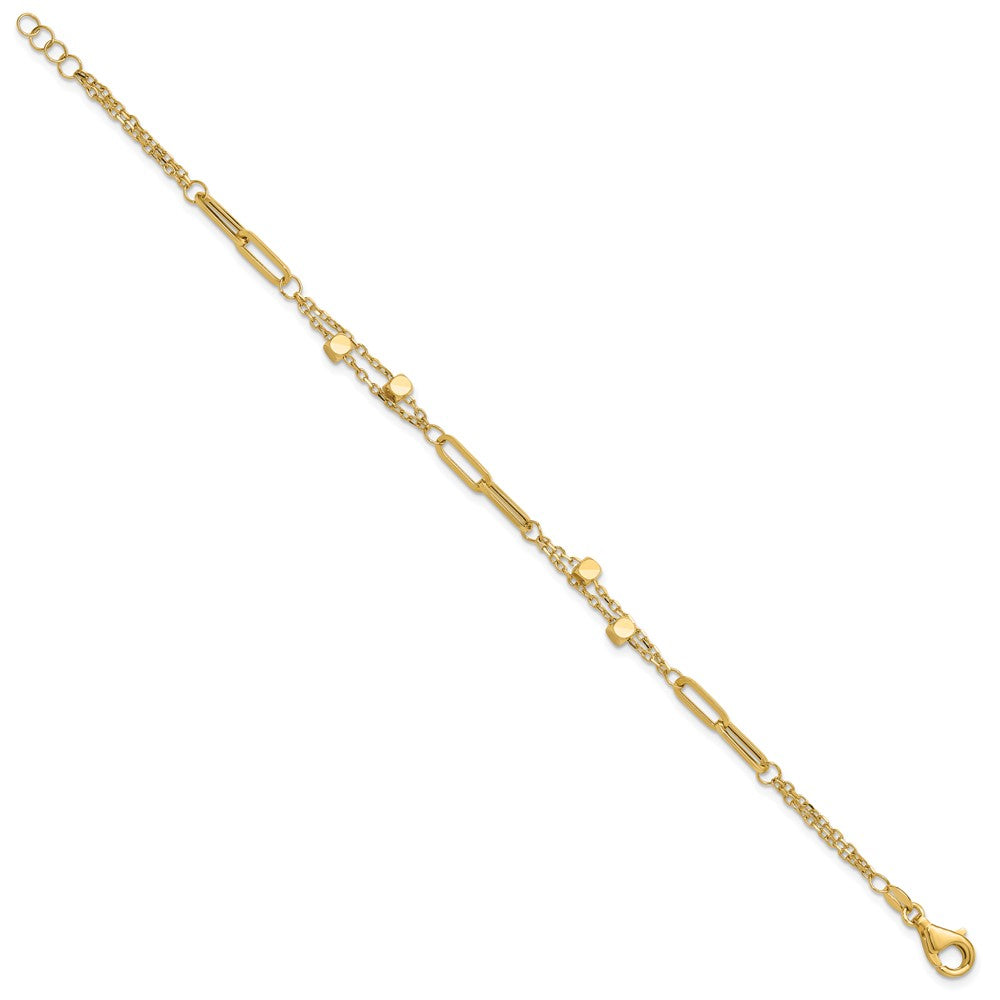 14k Yellow Gold 2 mm Polished Fancy Link with .5in ext. Bracelet (2.68 grams)