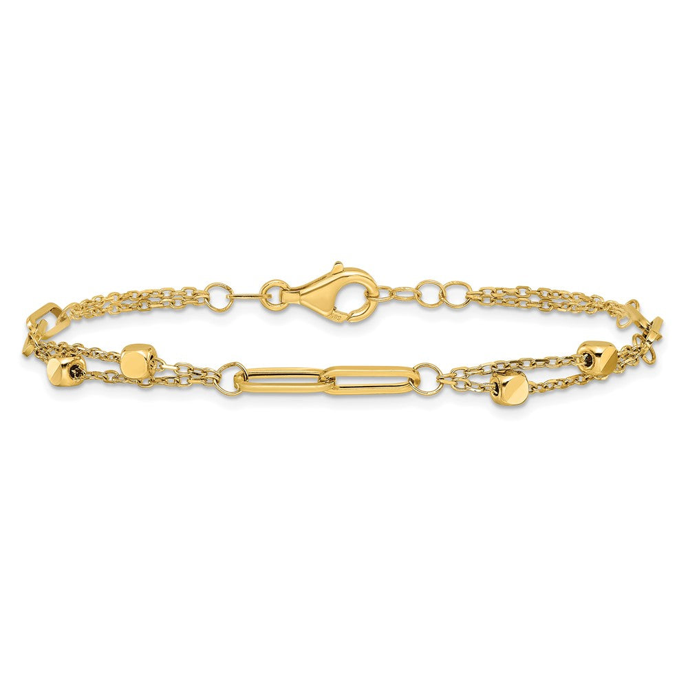 14k Yellow Gold 2 mm Polished Fancy Link with .5in ext. Bracelet (2.68 grams)