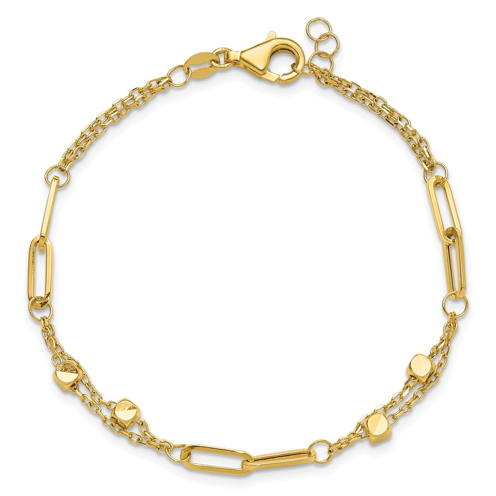 14k Yellow Gold 2 mm Polished Fancy Link with .5in ext. Bracelet (2.68 grams)