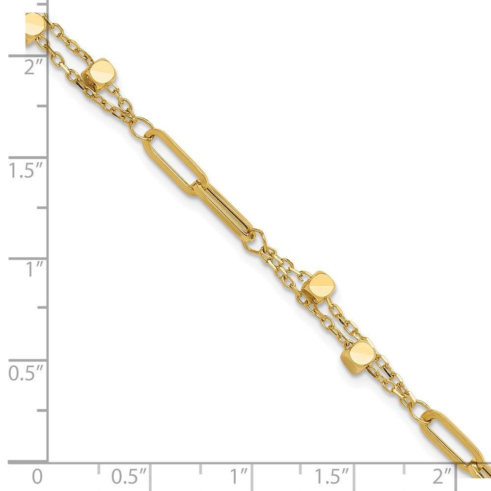 14k Yellow Gold 2 mm Polished Fancy Link with .5in ext. Bracelet (2.68 grams)