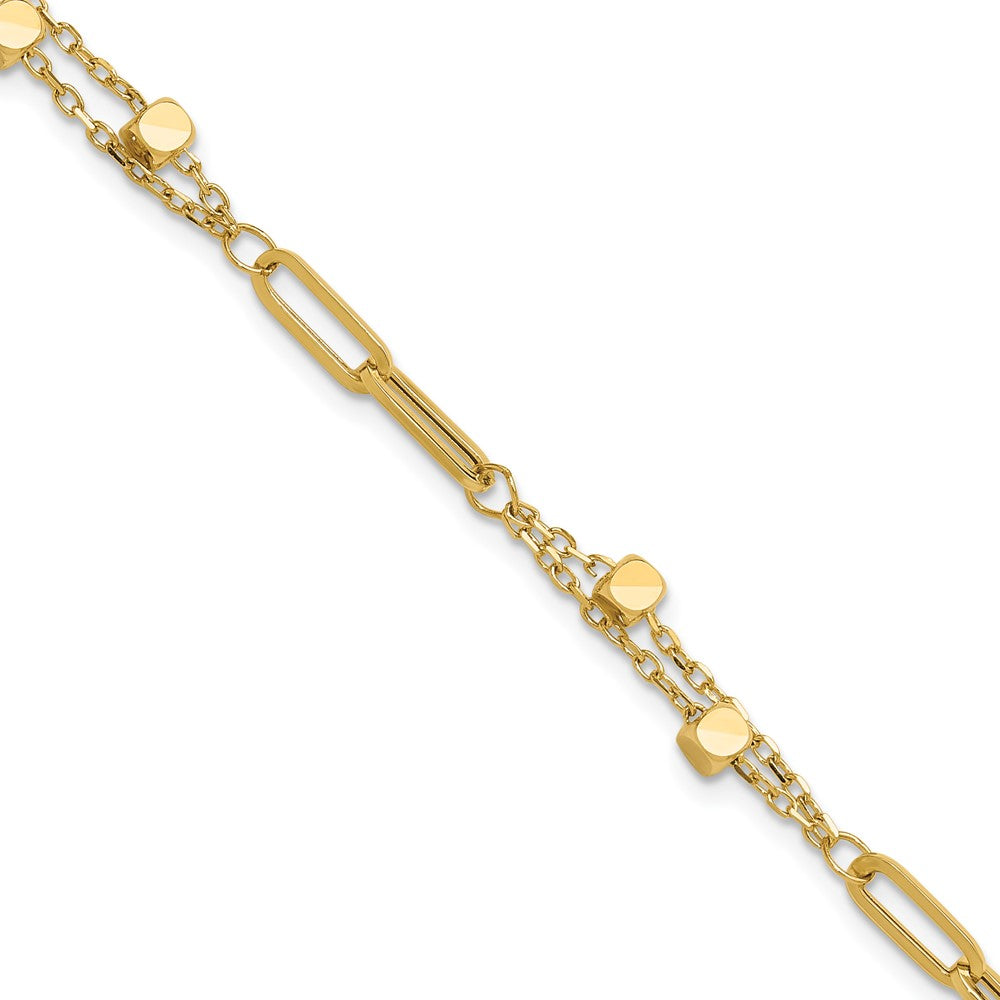 14k Yellow Gold 2 mm Polished Fancy Link with .5in ext. Bracelet (2.68 grams)