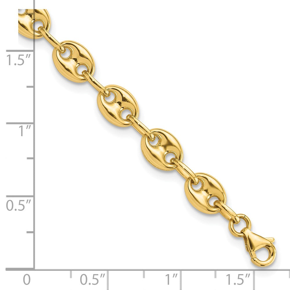 14k Yellow Gold 6.3 mm Fancy Link 7.75in Bracelet (7.28 grams)