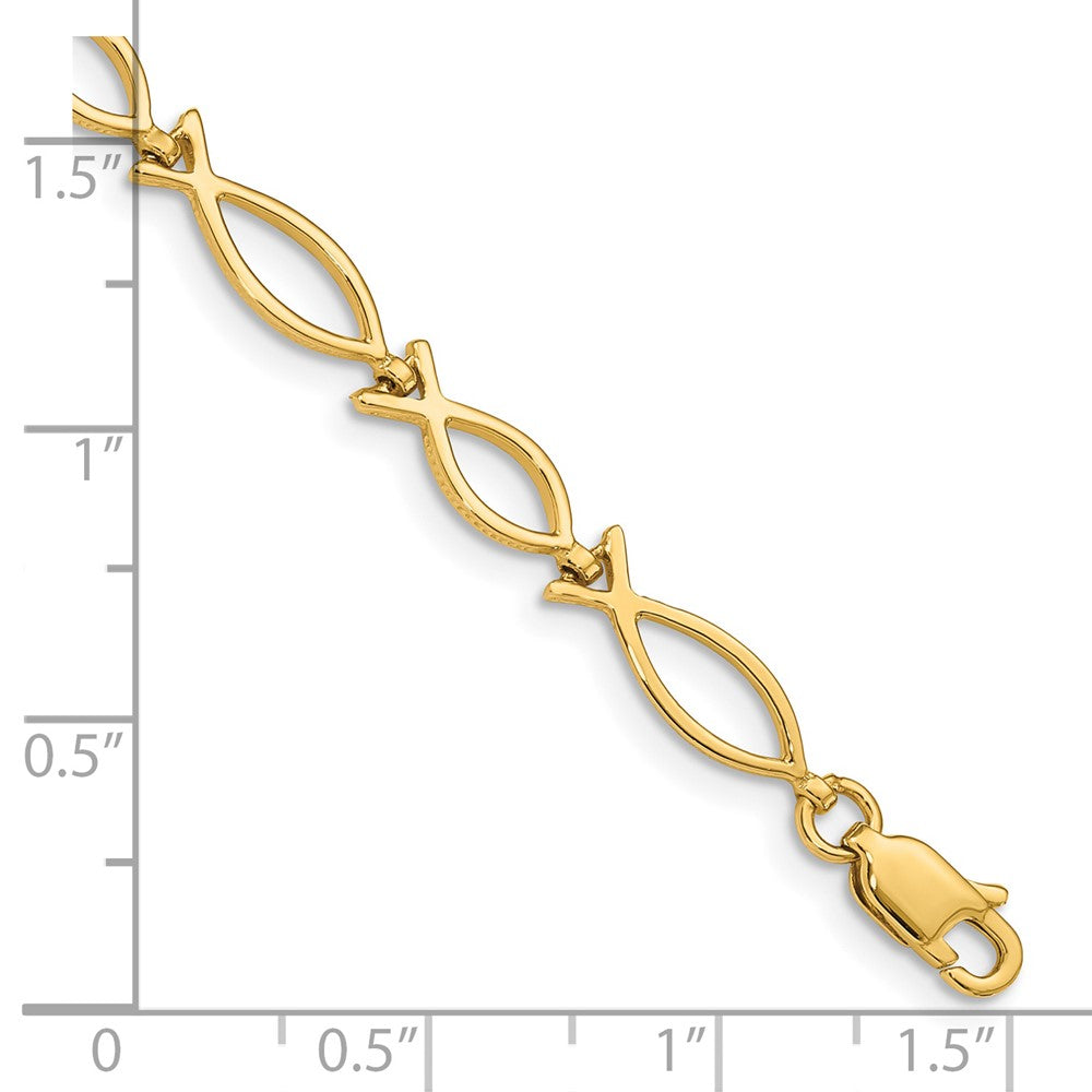 14k Yellow Gold 5 mm Religious Icthus (Fish) Bracelet (5.06 grams)