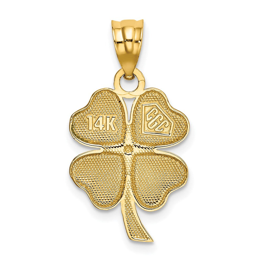 14k Yellow Gold 15 mm Enameled Four Leaf Clover Pendant (1.3 grams)