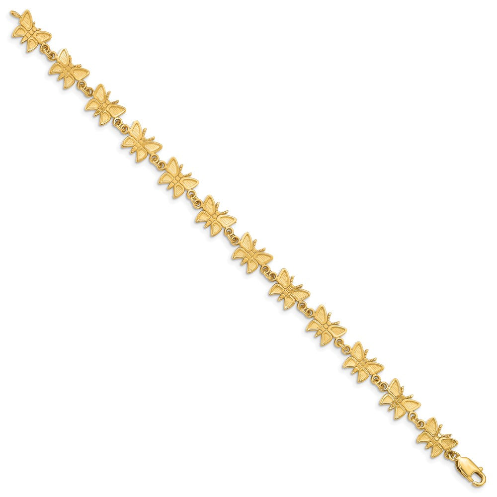 14k Satin and Polished Butterfly 7 inch Bracelet (6.07 grams)