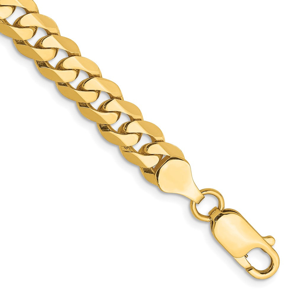 14k 7.25mm Flat Beveled Curb Chain Bracelet (12.57 grams)